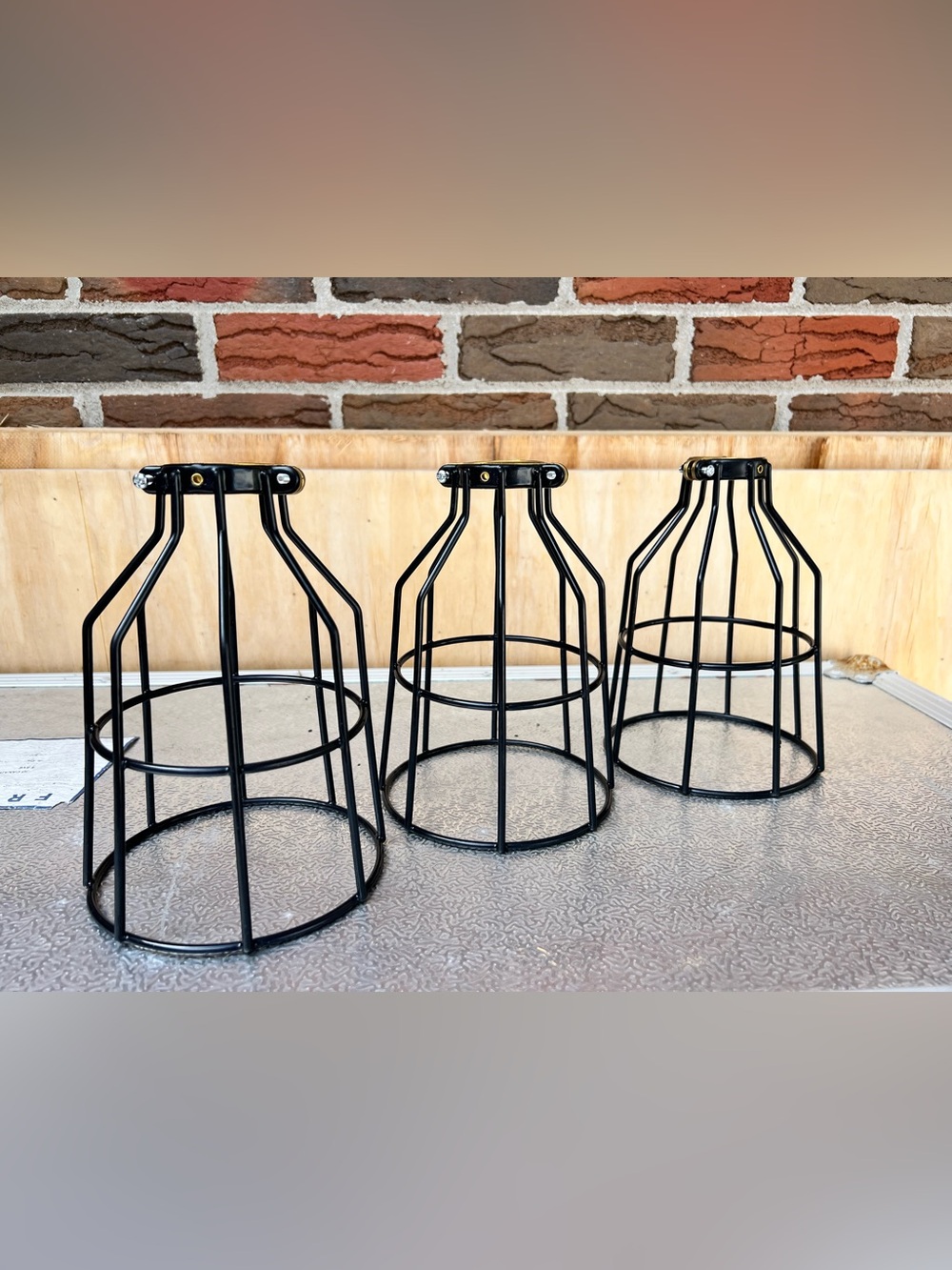 LOFT Style Black Industrial Metal Cage Pendant Light Shade set of 3